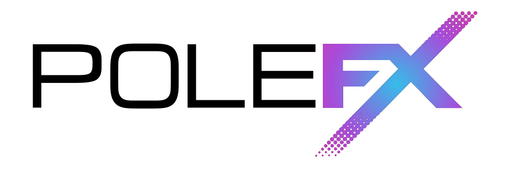 Full-color PoleFX dotted logo for a light background